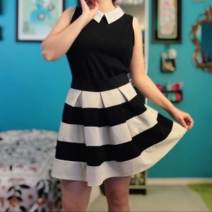 Black & Off-white Bold Striped Skirt Modcloth